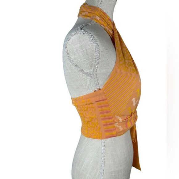 Eva Franco Anthropologie Citrus Orange Knit Summer Wrap Halter Top - Picture 8 of 9